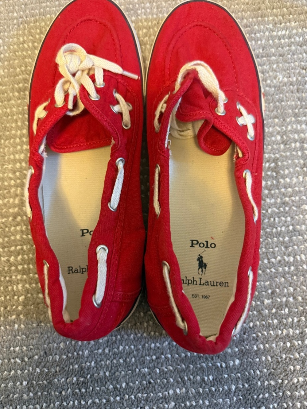 Polo Ralph Lauren Red Canvas Boat Sneaker Sample Men’s 9